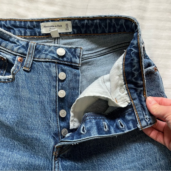 Abercrombie & Fitch Dad High Rise Curve Love Jeans Blue size 25 - Picture 12 of 16